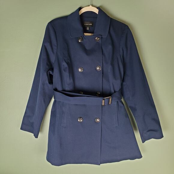 41 Hawthorn Womens Navy Blue Belted Long Trench Coat Size 1X Stitch Fix - Picture 1 of 6